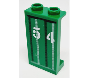 LEGO Grün Paneel 1 x 2 x 3 mit "54" Aufkleber mit Seitenstützen - Hohlnoppen (74968)