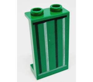LEGO Green Panel 1 x 2 x 3 with Vertical Stripes 9486 Sticker with Side Supports - Hollow Studs (74968)