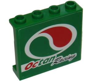 LEGO Green Panel 1 x 4 x 3 with Octan Racing Logo (Right) Sticker with Side Supports, Hollow Studs (60581)