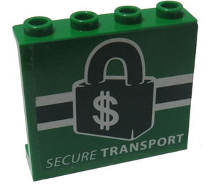 LEGO Vert Panneau 1 x 4 x 3 avec Secure Transport logo Autocollant avec supports latéraux, tenons creux (60581)