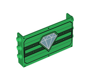LEGO Green Panel 1 x 6 x 3 with Side Studs with Diamond and black lines (66537 / 98280)