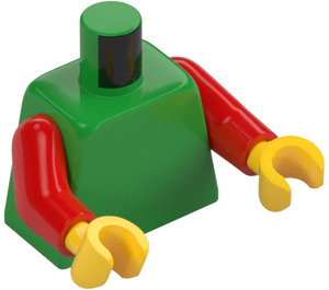 LEGO Groen Vlak Torso met Rood Armen en Geel Handen (73403 / 88585)