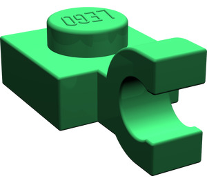 LEGO Groen Plaat 1 x 1 met Horizontale Klem (Clip met platte voorkant) (6019)