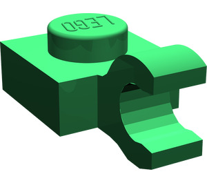 LEGO Groen Plaat 1 x 1 met Horizontale Klem (Dikke open 'O'-clip) (52738 / 61252)