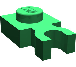 LEGO Grün Platte 1 x 1 mit Vertikale Clip (Dicker U-Clip) (4085 / 60897)