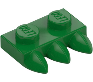 LEGO Green Plate 1 x 2 with 3 Teeth (15208)