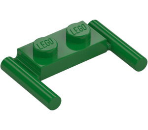 LEGO Grön Platta 1 x 2 med Handtag (Låga handtag) (3839)