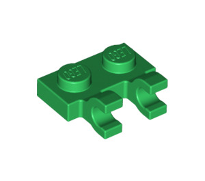 LEGO Groen Plaat 1 x 2 met Horizontaal Clips (clips met platte voorkant) (60470)