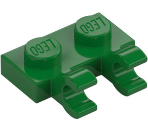 LEGO Zielony Talerz 1 x 2 z Poziomy Clips (Otwarte klipsy „O”) (49563 / 60470)