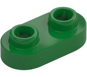 LEGO Green Plate 1 x 2 with Rounded Ends and Open Studs (35480)