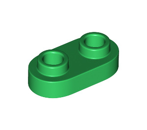 LEGO Green Plate 1 x 2 with Rounded Ends and Open Studs (35480)