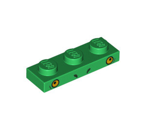 LEGO Groen Plaat 1 x 3 met Ogen en nostrils (3623 / 38922)