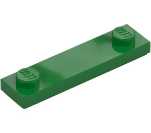 LEGO Grøn Plade 1 x 4 med To knops med rille (41740)