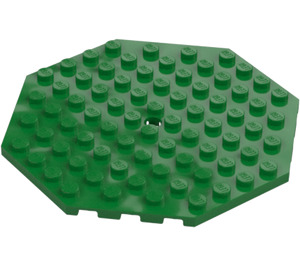 LEGO Groen Plaat 10 x 10 Octagonal met Gat (89523)