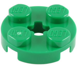 LEGO Vert assiette 2 x 2 Rond avec Essieu Trou (avec trou d'axe '+') (4032)
