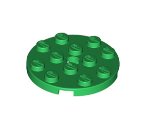 LEGO Grün Platte 4 x 4 Runden mit Loch und Snapstud (60474)