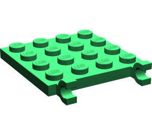 LEGO Green Plate 4 x 4 with Clips (Gap in Clips) (47998)