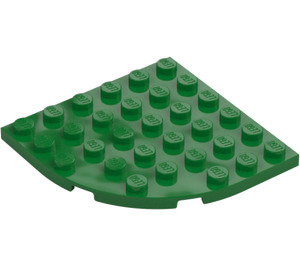 LEGO Vihreä Levy 6 x 6 Pyöreä Kulma (6003)