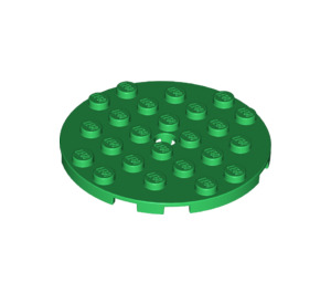 LEGO Groen Plaat 6 x 6 Ronde met Pin Gat (11213)