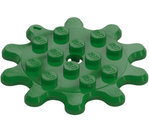 LEGO Verde Piastra Rotondo 4 x 4 con 10 Ingranaggio Denti (35443)