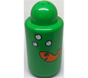LEGO Green Primo 1 x 1 x 2 Shaker with Fish and Bubbles Pattern