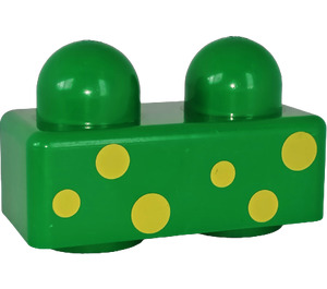 LEGO Vert Primo Brique 1 x 2 avec Jaune Spots (31001)