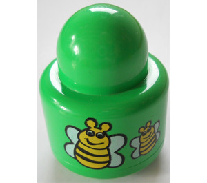 LEGO Green Primo Round Rattle 1 x 1 Brick with 4 bees (2 groups of 2 bees) (31005)