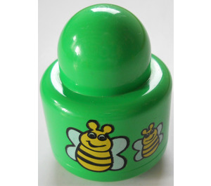 LEGO Green Primo Round Rattle 1 x 1 Brick with 4 bees (2 groups of 2 bees) (31005 / 75592)