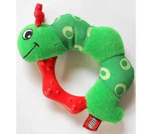 LEGO Green Primo small foam caterpillar on red teether