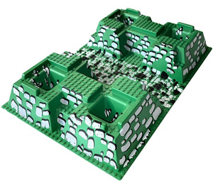 LEGO Groen Verhoogd Grondplaat 32 x 48 x 6 met Vier Hoek Gaten met Pavement en Rocks Patroon (30271 / 83294)