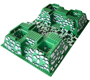 LEGO Grün Raised Grundplatte 32 x 48 x 6 mit Vier Ecke Löcher mit Pavement und Rocks Muster (30271 / 83294)