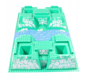 LEGO Groen Raised Grondplaat 32 x 48 x 6 met Vier Hoek Gaten met River Patroon (30271)