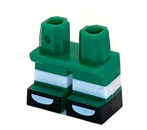 LEGO Grün Kurz Beine mit Weiß Streifen, Green Shoes mit Schwarz Border und Weiß Tips (41879)