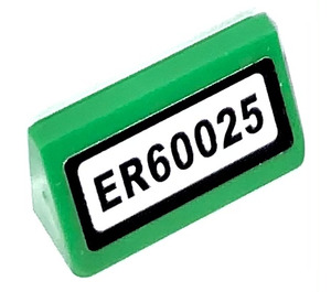 LEGO Green Slope 1 x 2 (31°) with 'ER60025' Sticker (85984)