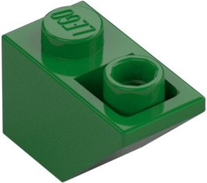 LEGO Grön Backe 1 x 2 (45°) Omvänd (3665)