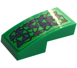 LEGO Green Slope 1 x 2 Curved with Triangles Sticker (3593)