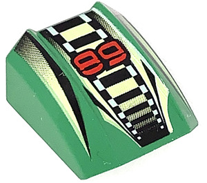 LEGO Green Slope 1 x 2 x 2 Curved with '89' and Stripes (30602 / 43078)