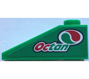 LEGO Green Slope 1 x 3 (25°) with "Octan" and Logo - Right Sticker (4286)