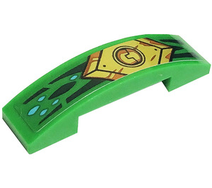 LEGO Green Slope 1 x 4 Curved Double with Armor Sticker (93273)