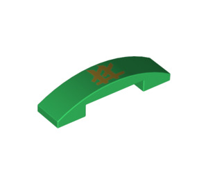LEGO Green Slope 1 x 4 Curved Double with Gold ninjago Symbol (36444 / 93273)
