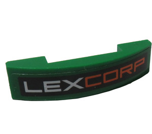 LEGO Green Slope 1 x 4 Curved Double with 'LEXCORP' Sticker (93273)