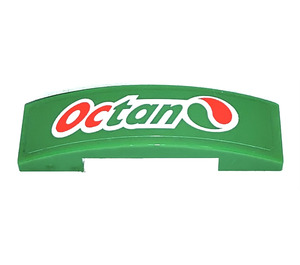 LEGO Green Slope 1 x 4 Curved Double with Octan Logo Sticker (93273)