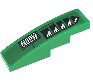 LEGO Green Slope 1 x 4 Curved with Black and Silver Vent Symbols (Left) Sticker (11153)