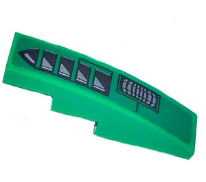 LEGO Green Slope 1 x 4 Curved with Black and Silver Vent Symbols (Right) Sticker (11153)