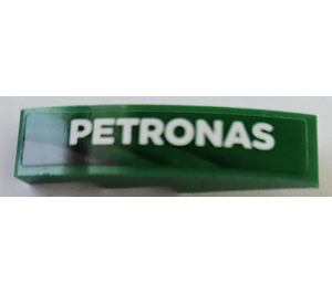 LEGO Grønn Skråning 1 x 4 Buet med 'PETRONAS' (Model Venstre) Klistremerke (11153)