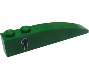 LEGO Green Slope 1 x 6 Curved with '1' in green oval - Left Sticker (35164)