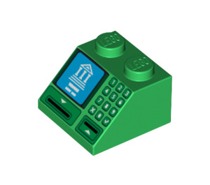 LEGO Green Slope 2 x 2 (45°) with ATM Display and Keypad Decoration (3039 / 21643)