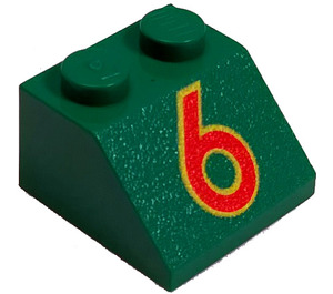LEGO Green Slope 2 x 2 (45°) with Red 6 Printing (3039)