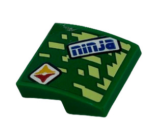 LEGO Green Slope 2 x 2 Curved with Blue 'ninja' and Shuriken Throwing Star (Model Right) Sticker (15068)