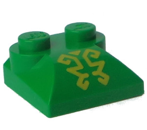 LEGO Green Slope 2 x 2 Curved with Yellow Ornate Lines with Curved End (47457)